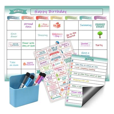 0.4mm Magnetic Refrigerator Frame Monthly Weekly Planner Calendar Whiteboard Monthly Planner