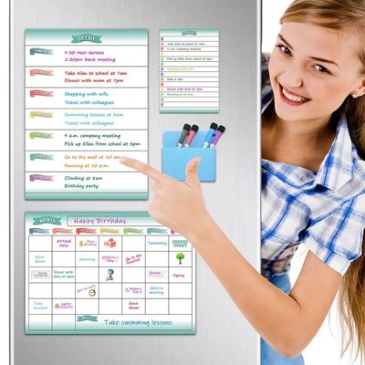 0.4mm Magnetic Refrigerator Frame Monthly Weekly Planner Calendar Whiteboard Monthly Planner